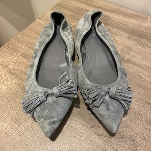 J. Crew Gray Suede Flats with Tassels